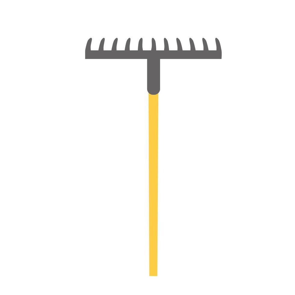 Garden rake. Tool for horticulture, agriculture, farming. Ground cultivator. Vector illustration isolated on white background.