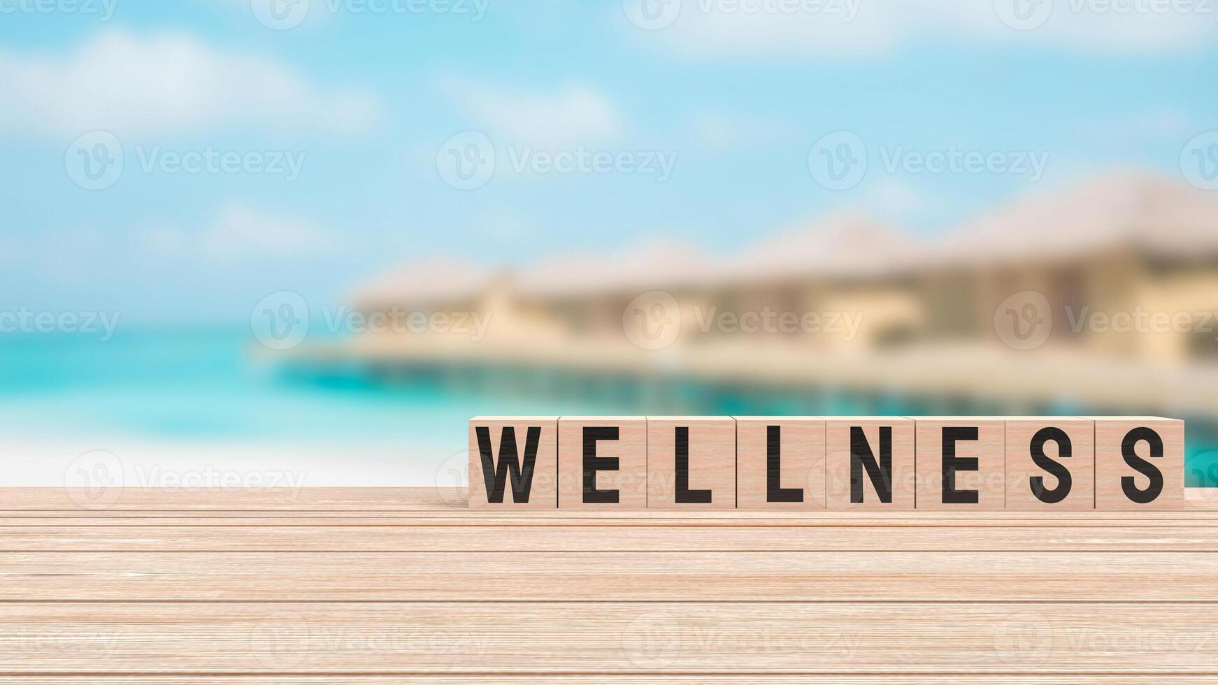 The Wellness on Beach Background for Health concept 3d rendering. photo