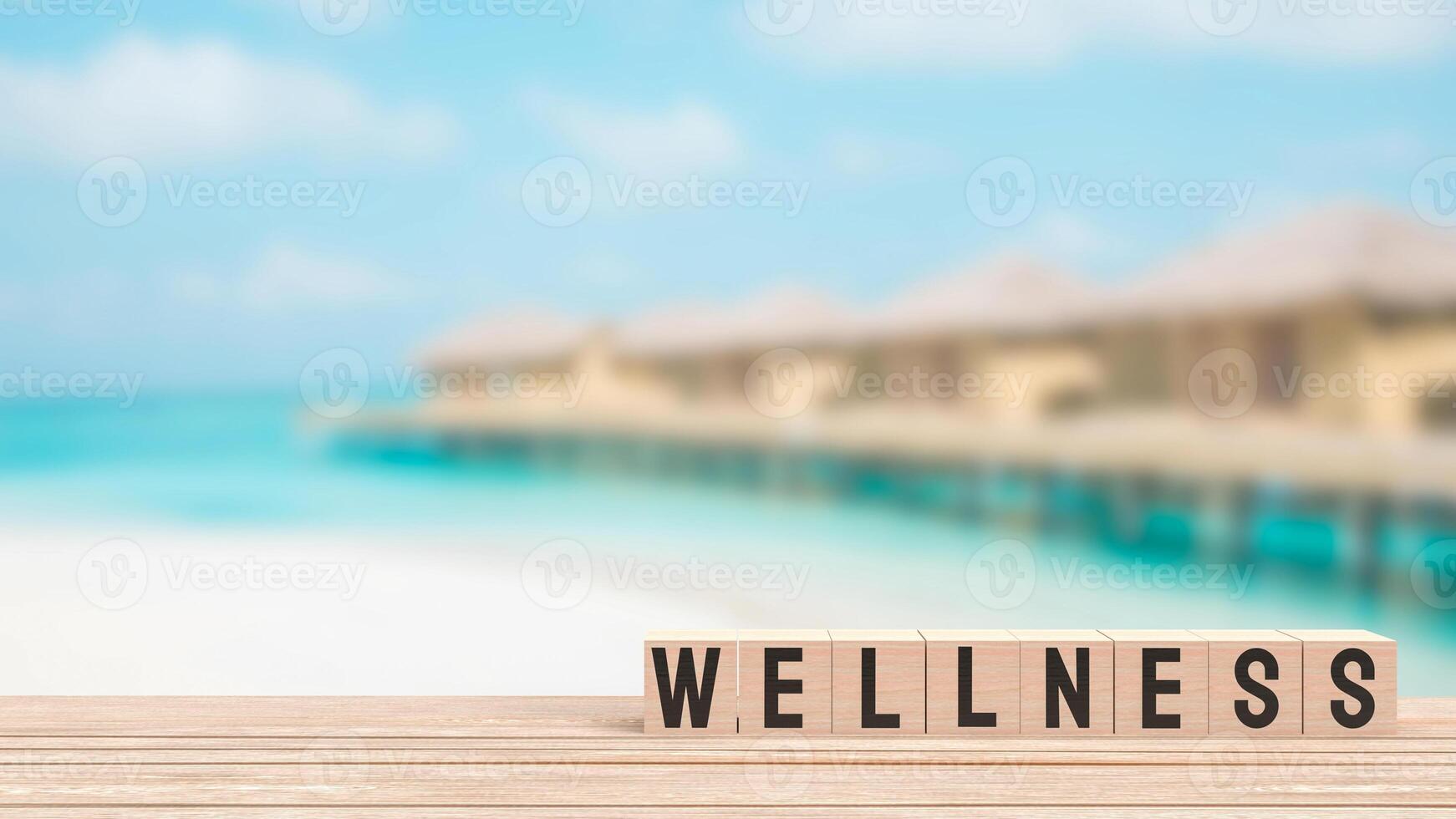 The Wellness on Beach Background for Health concept 3d rendering. photo
