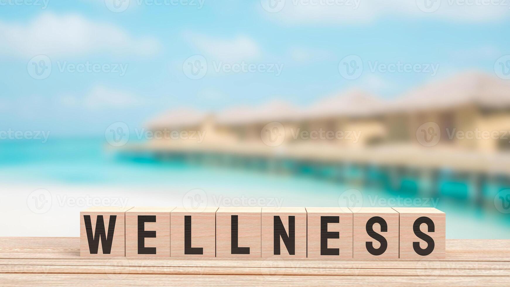 The Wellness on Beach Background for Health concept 3d rendering. photo