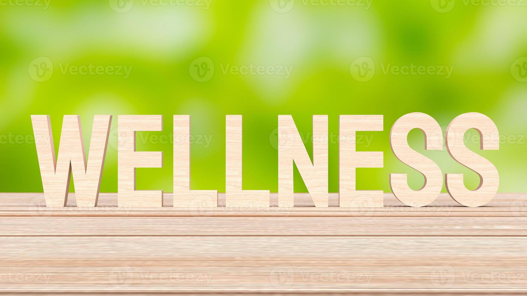 The Wellness on wood table Background for Health concept 3d rendering. photo
