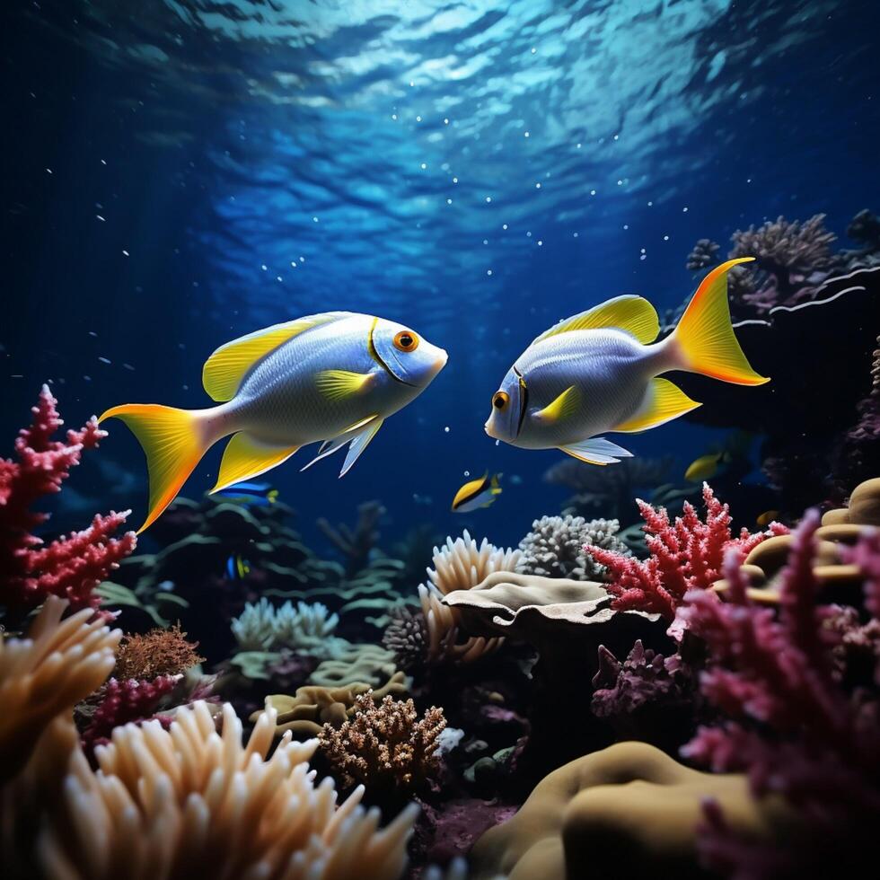 AI generated Ocean life Beautiful underwater scene with tropical fish and coral For Social Media Post Size photo