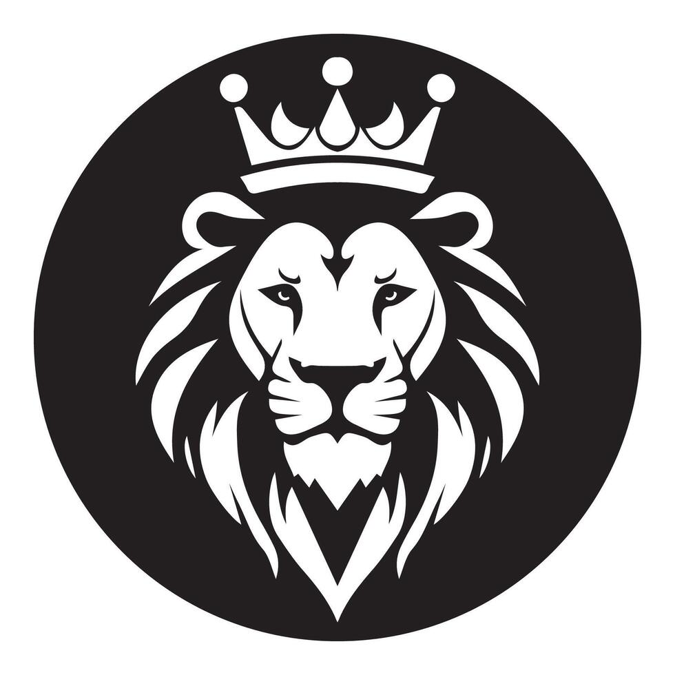 AI generated lion wearing crown iconic logo vector illustration