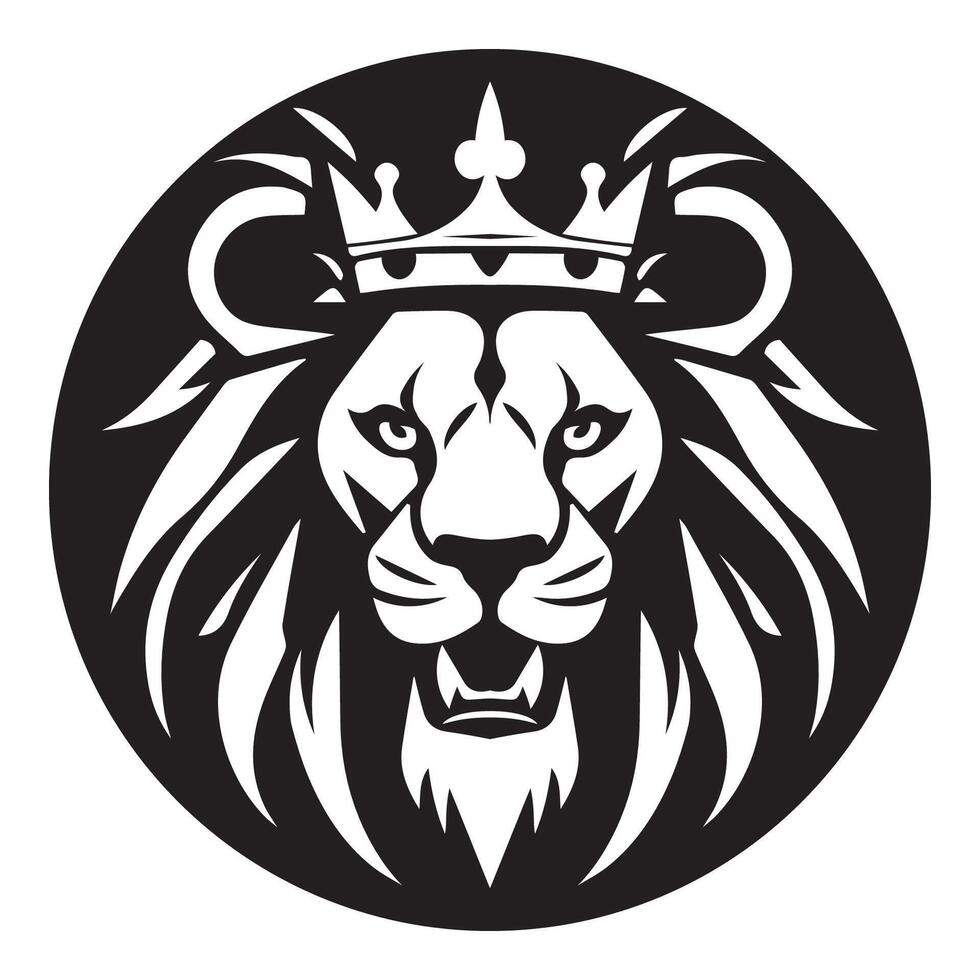 AI generated lion wearing crown iconic logo vector illustration