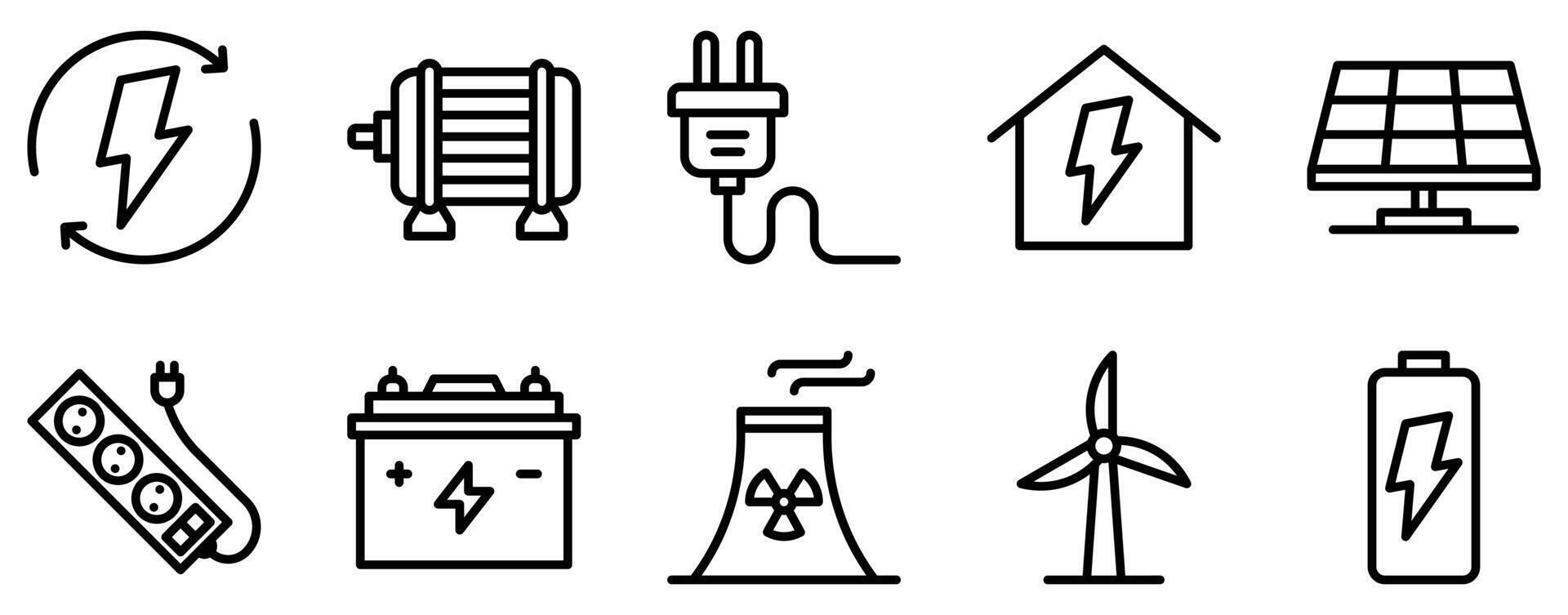 energy icon line style set collection vector