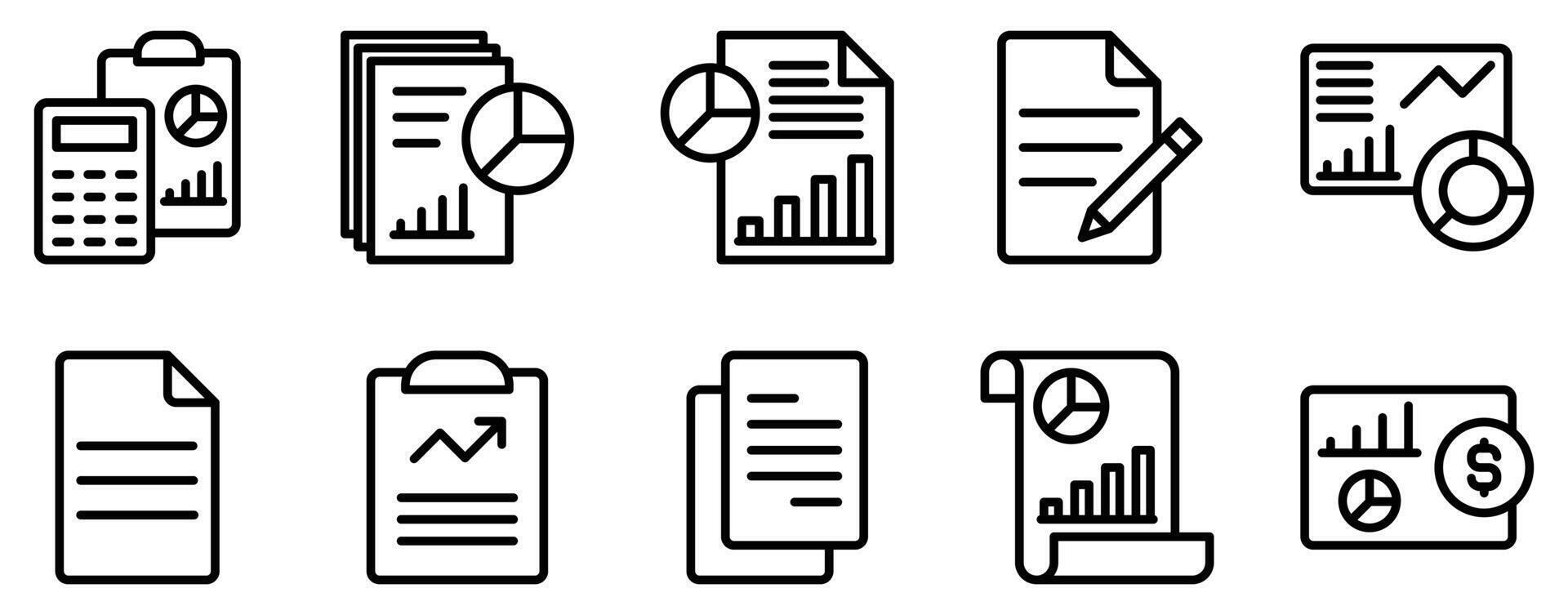 report icon line style set collection vector