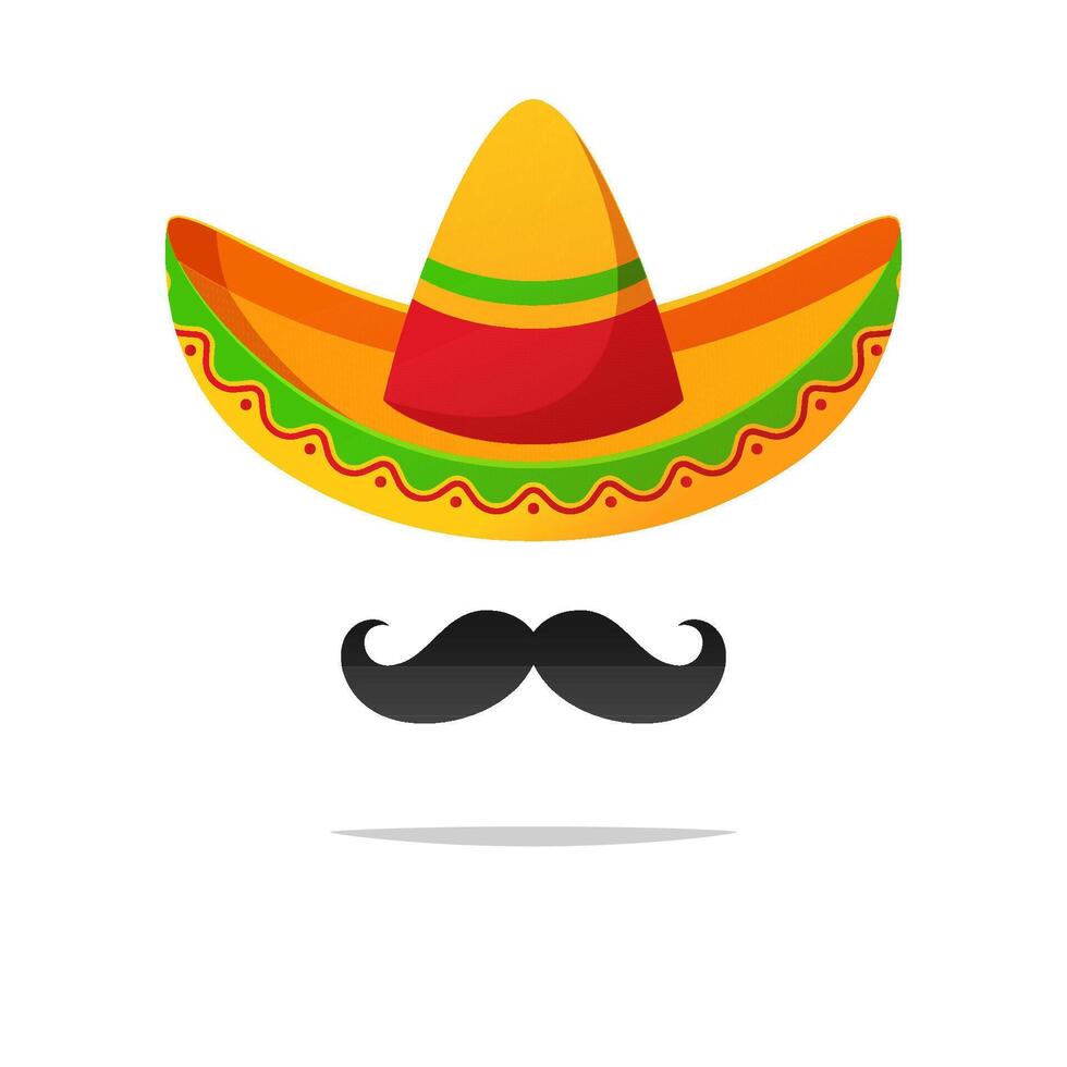 sombrero sombrero y Bigote vector aislado en blanco antecedentes.