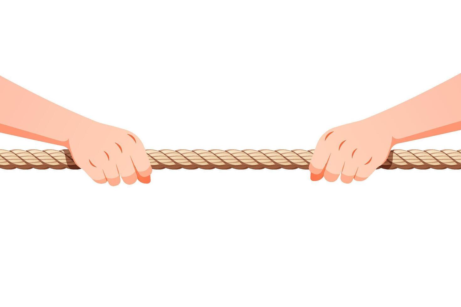 Hand holding a rope vector isolated on white background