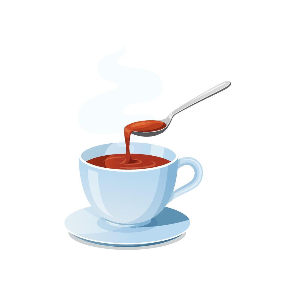 Vector glass of tea isolated on white background