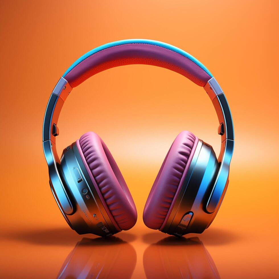 AI generated Vibrant beats Headphones on a colored background, perfect music banner For Social Media Post Size photo