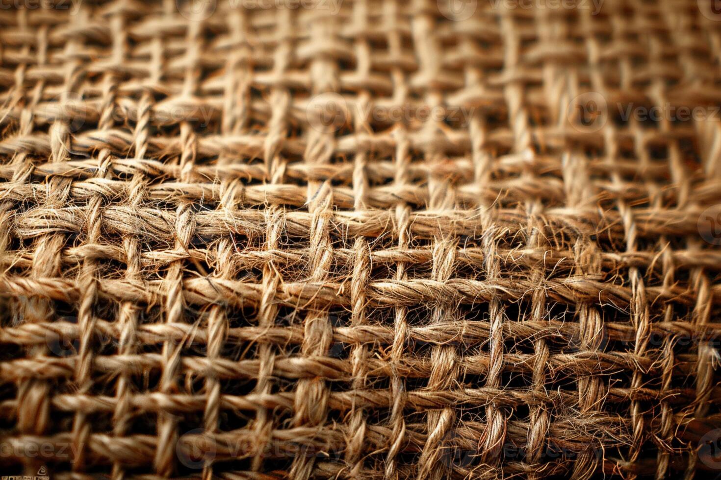 AI generated Detailed texture Close up showcasing the coarse weave of burlap fabric photo