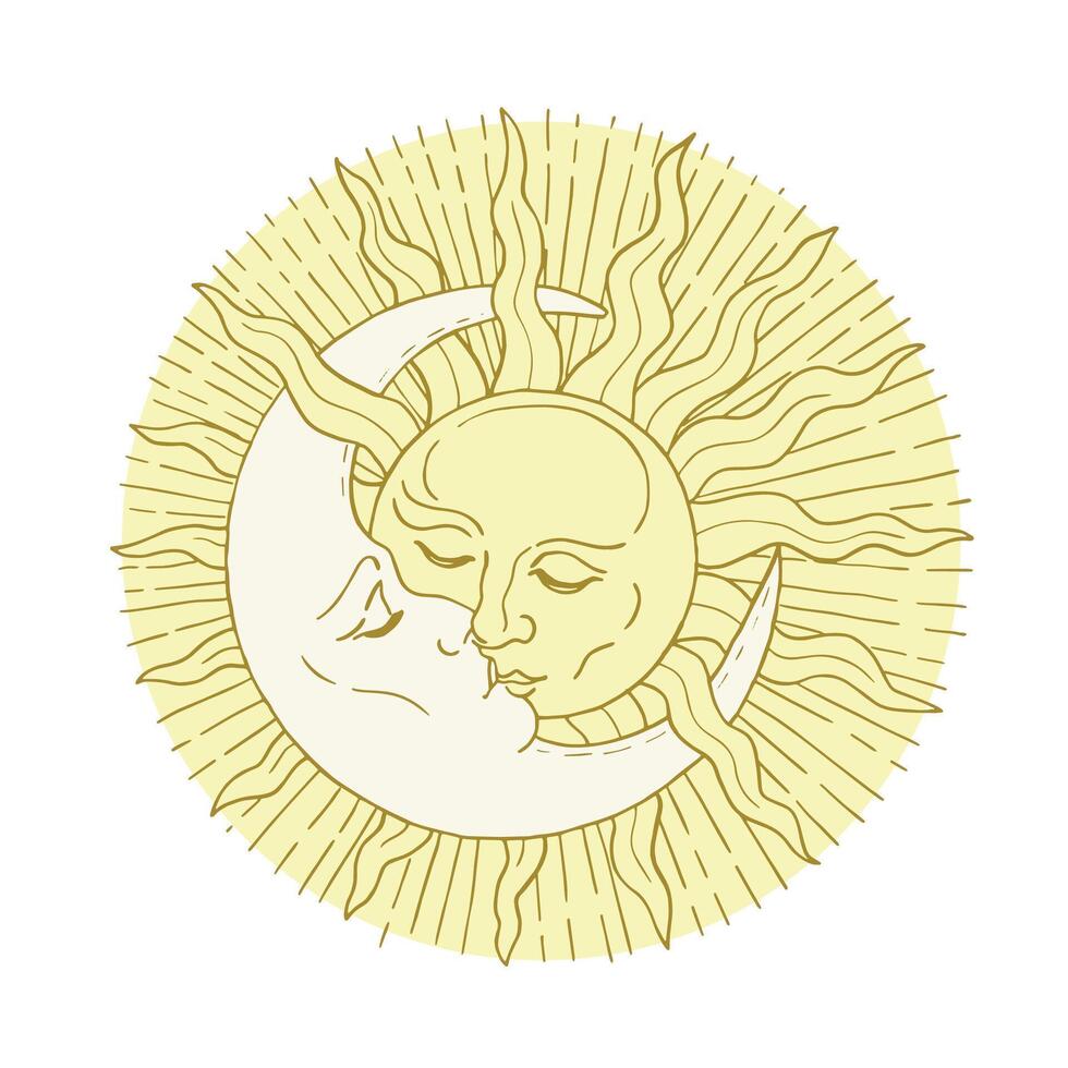 Minimalist Celestial The Sun The Moon Tarot Cards Sign Symbol Icon Logo vector