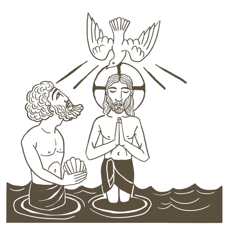 Jesus baptized by John the Baptist vector