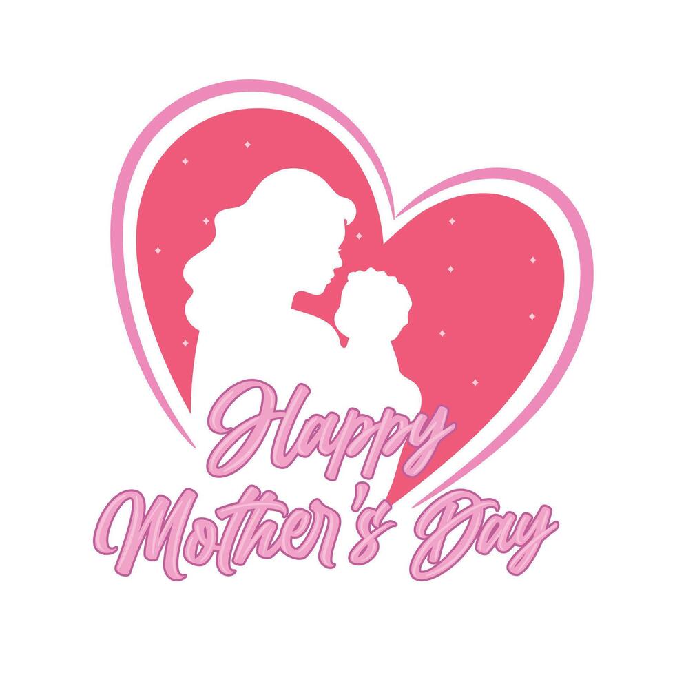 Card on Mother's Day. Mother holding baby, vector for Happy Mother's day, motherhood.