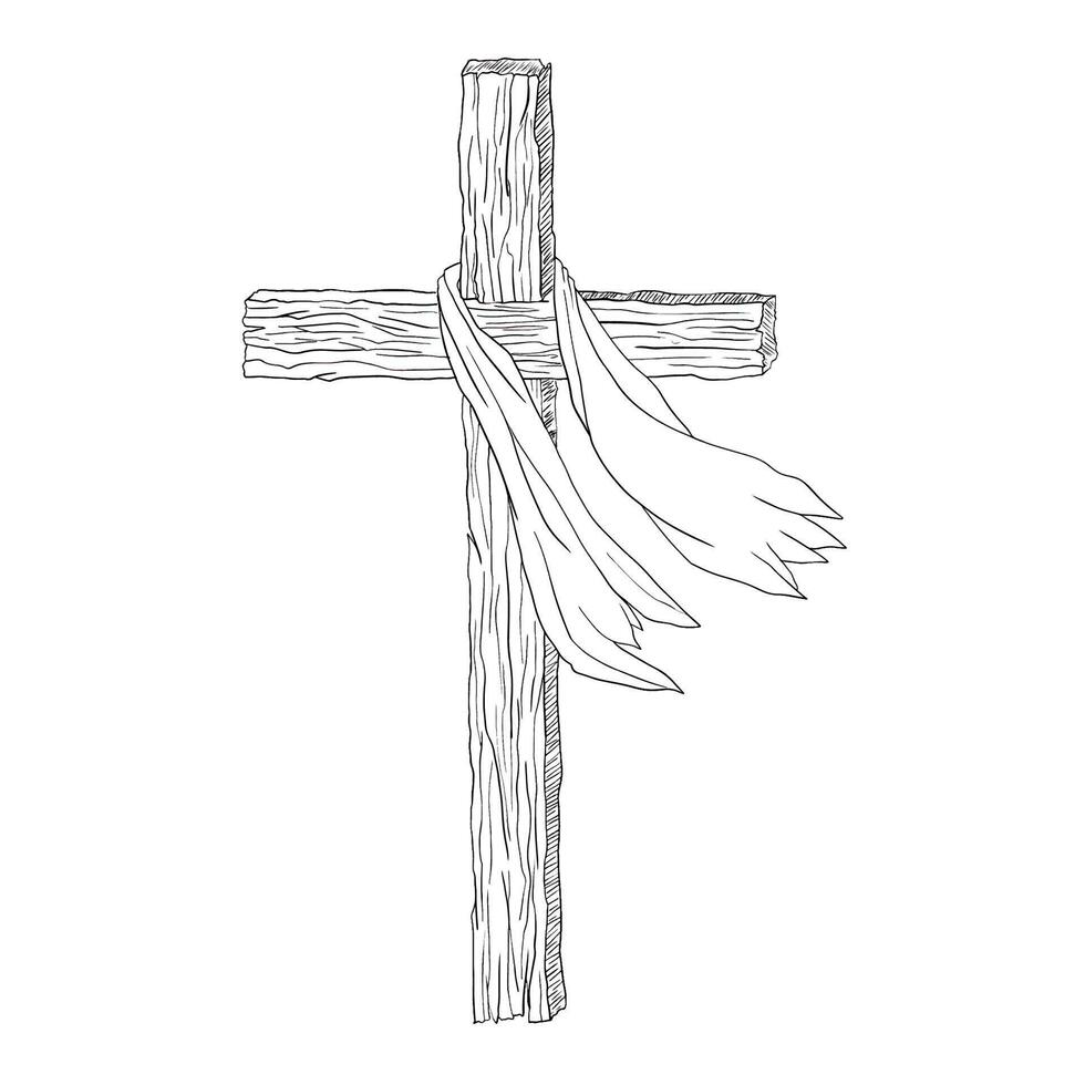 Illustration for Easter. Wooden cross. A symbol of the crucifixion and resurrection of the Lord Jesus Christ. vector