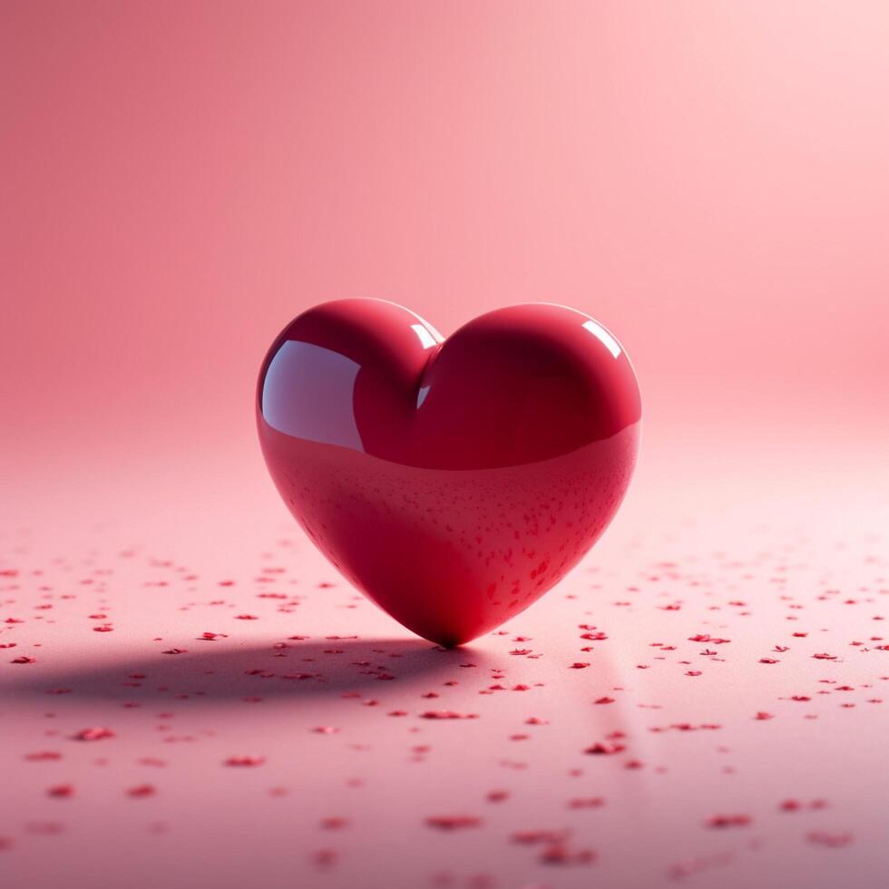 ai generado romántico gesto rojo corazón en rosado fondo, Perfecto para san valentin para social medios de comunicación enviar Talla foto