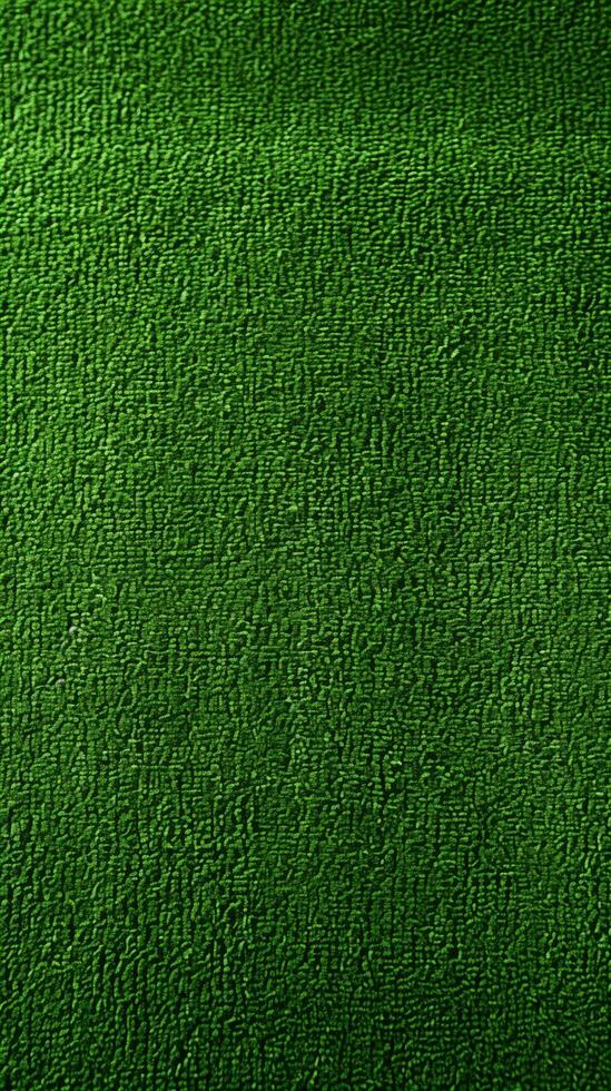 ai generado verde tono perfección fútbol campo con vibrante artificial césped textura vertical móvil fondo de pantalla foto