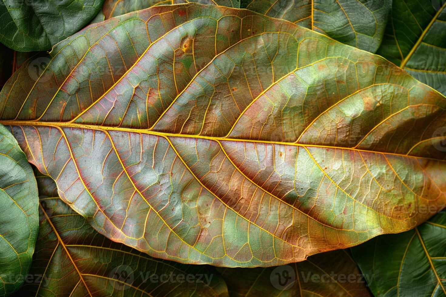 AI generated Natures beauty Young mango leaves in brown, picturesque background photo