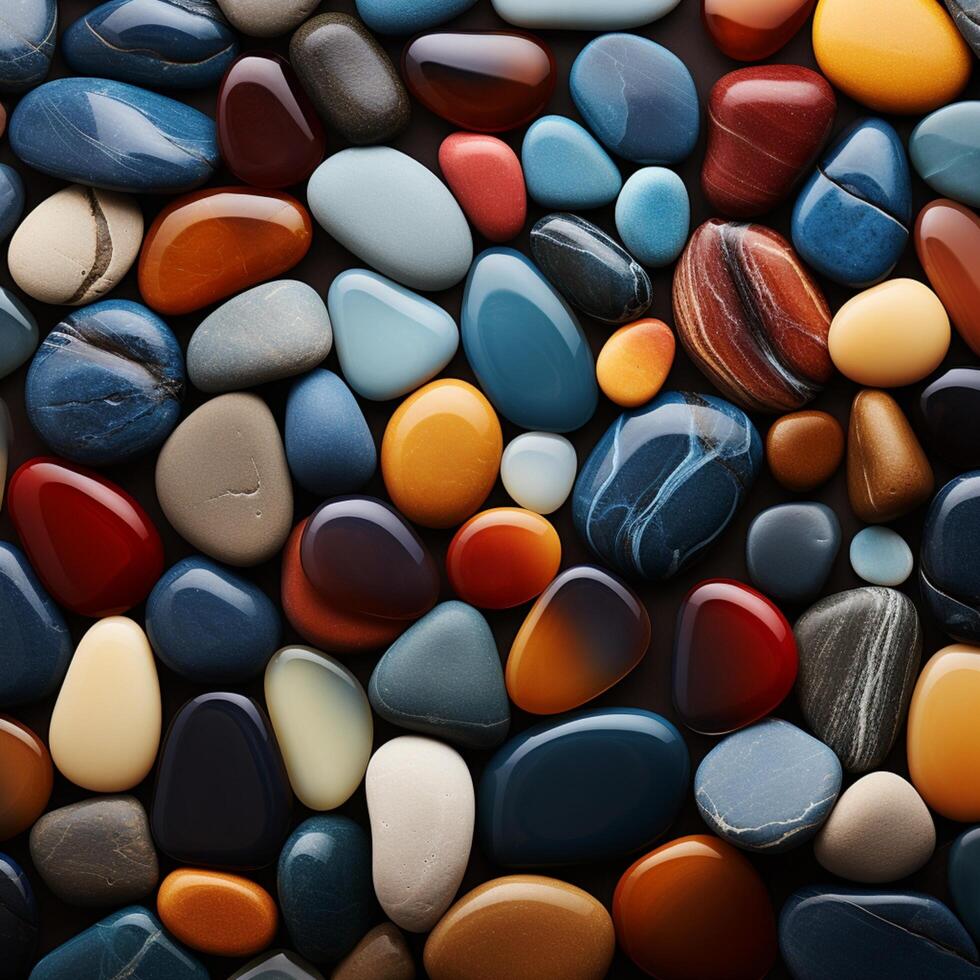 AI generated Stone symphony Colored stones on the beach create a vibrant background For Social Media Post Size photo