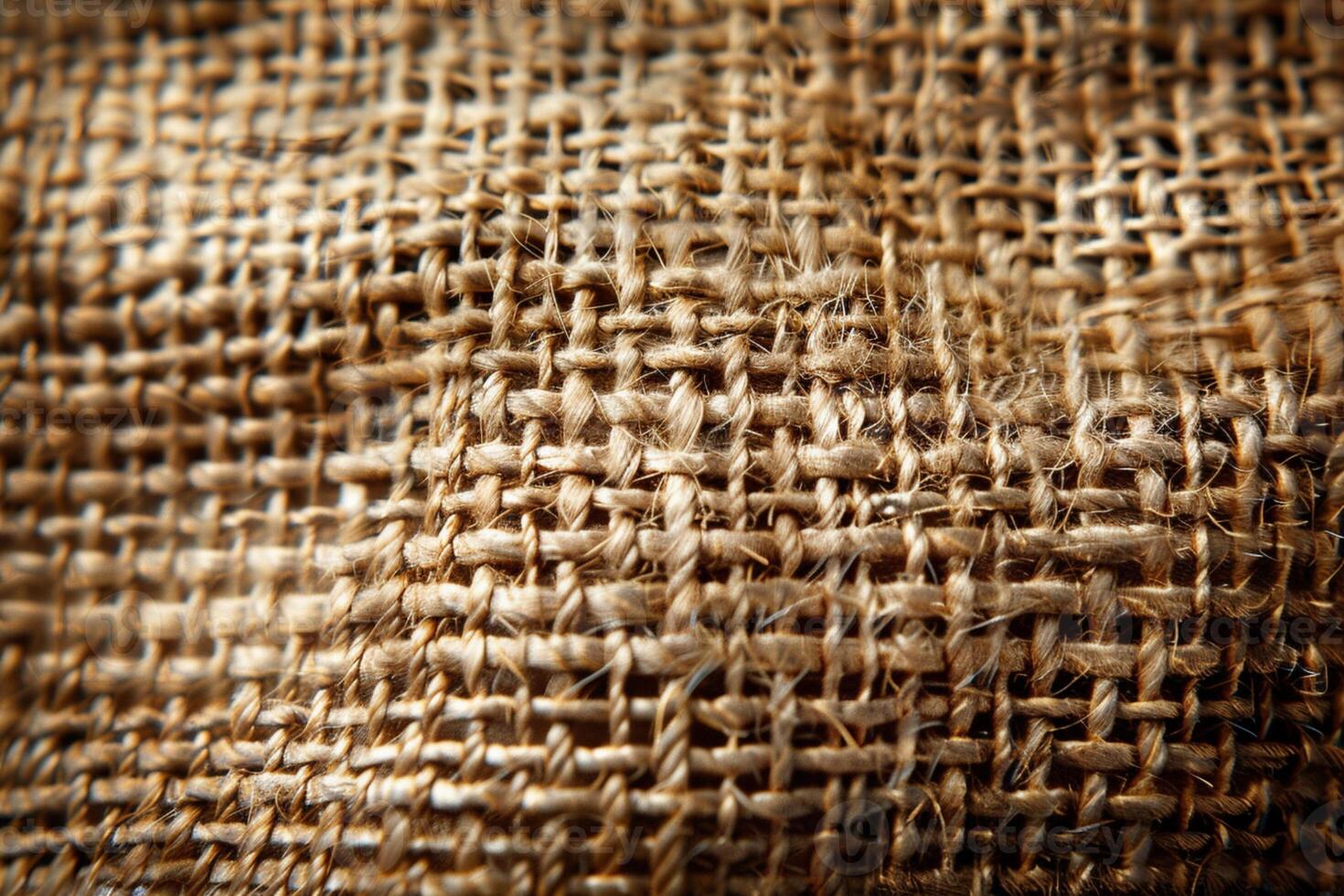 AI generated Coarse elegance Detailed close up highlighting the weave of burlap fabric photo