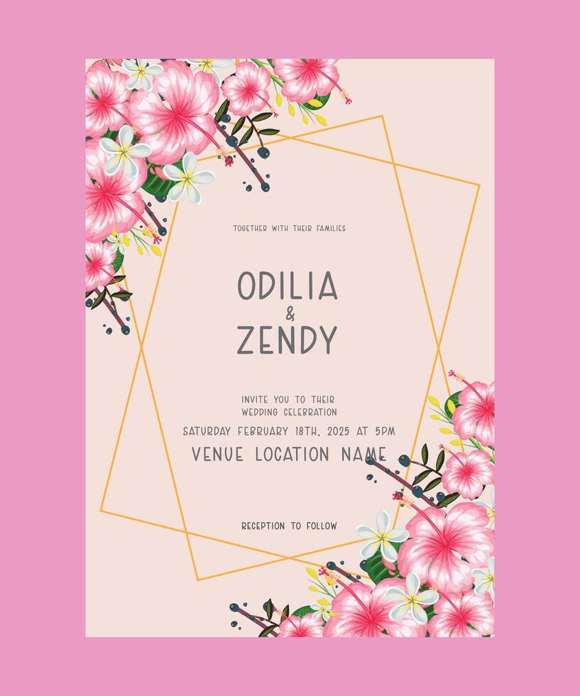 Boda invitación con un rojo Rosa pintura tema vector