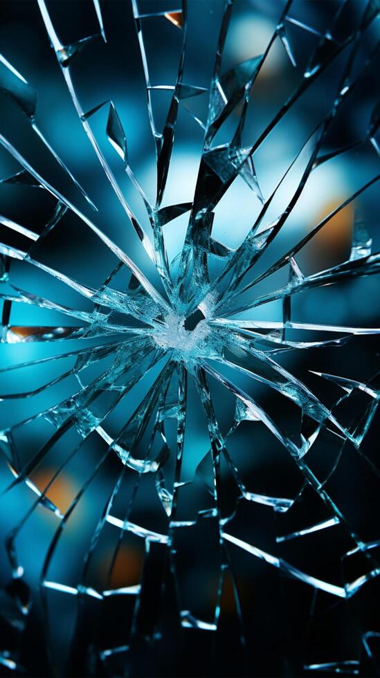 AI generated Shattered reflections Broken glass creates intriguing contrasts on shadowed surface Vertical Mobile Wallpaper photo