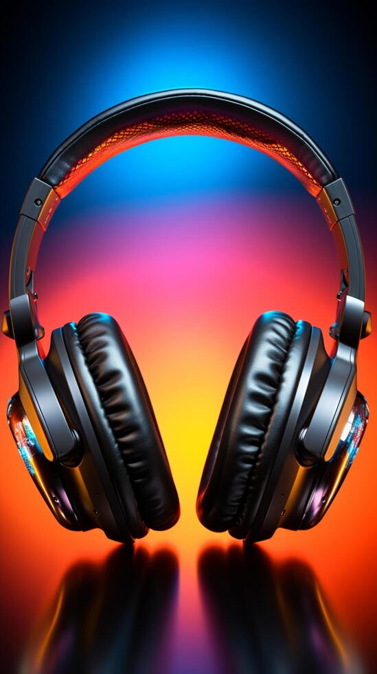 AI generated Audio delight Headphones on background, ideal for vibrant music banners Vertical Mobile Wallpaper photo