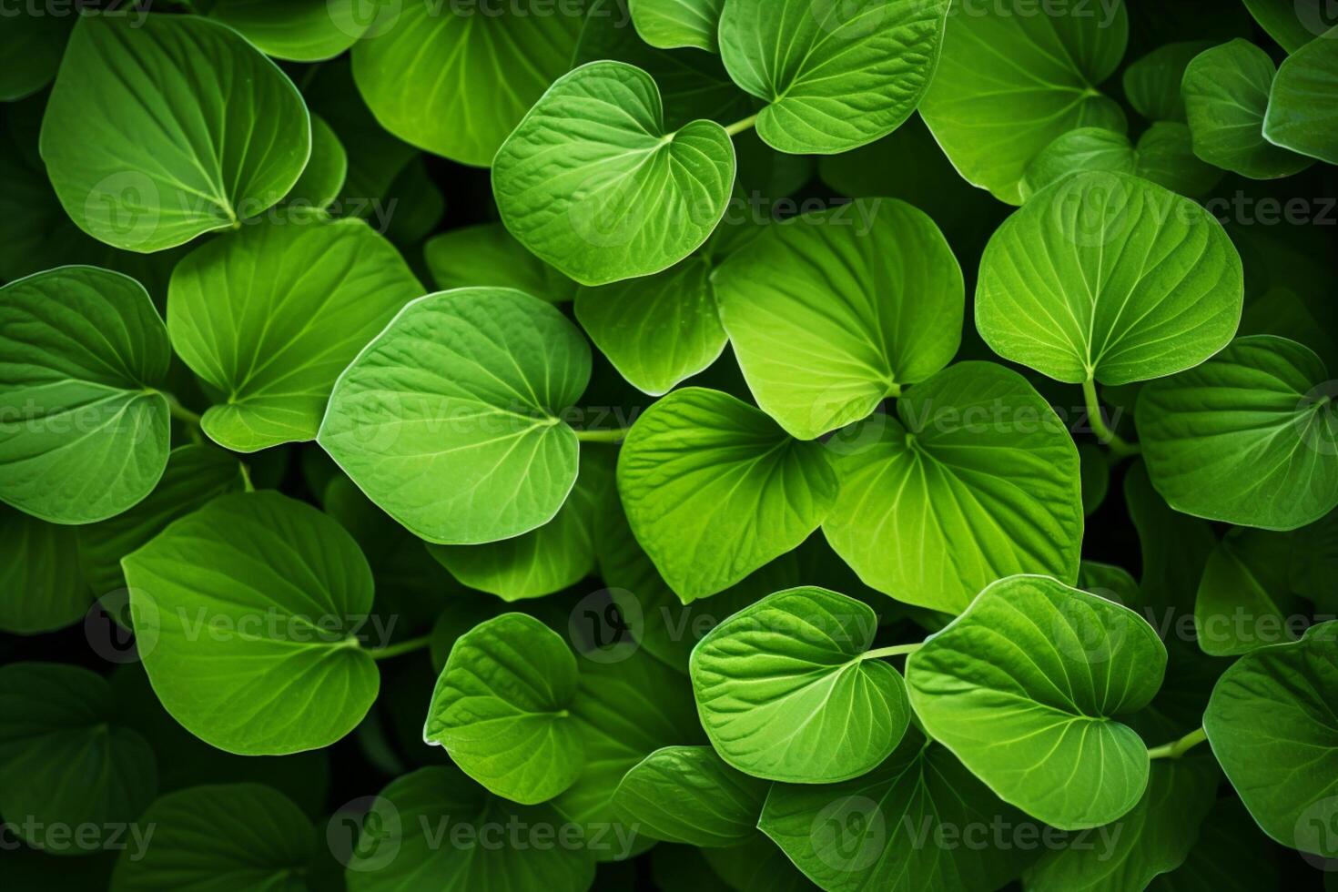 AI generated Botanical abundance Repeated pattern of vibrant green leaves background photo