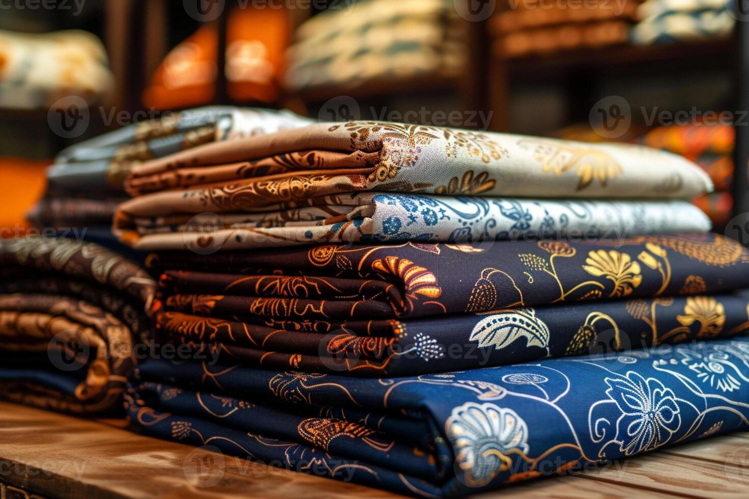 AI generated Crafted elegance Batik fabric displays hand drawn patterns showcasing craftsmanship photo