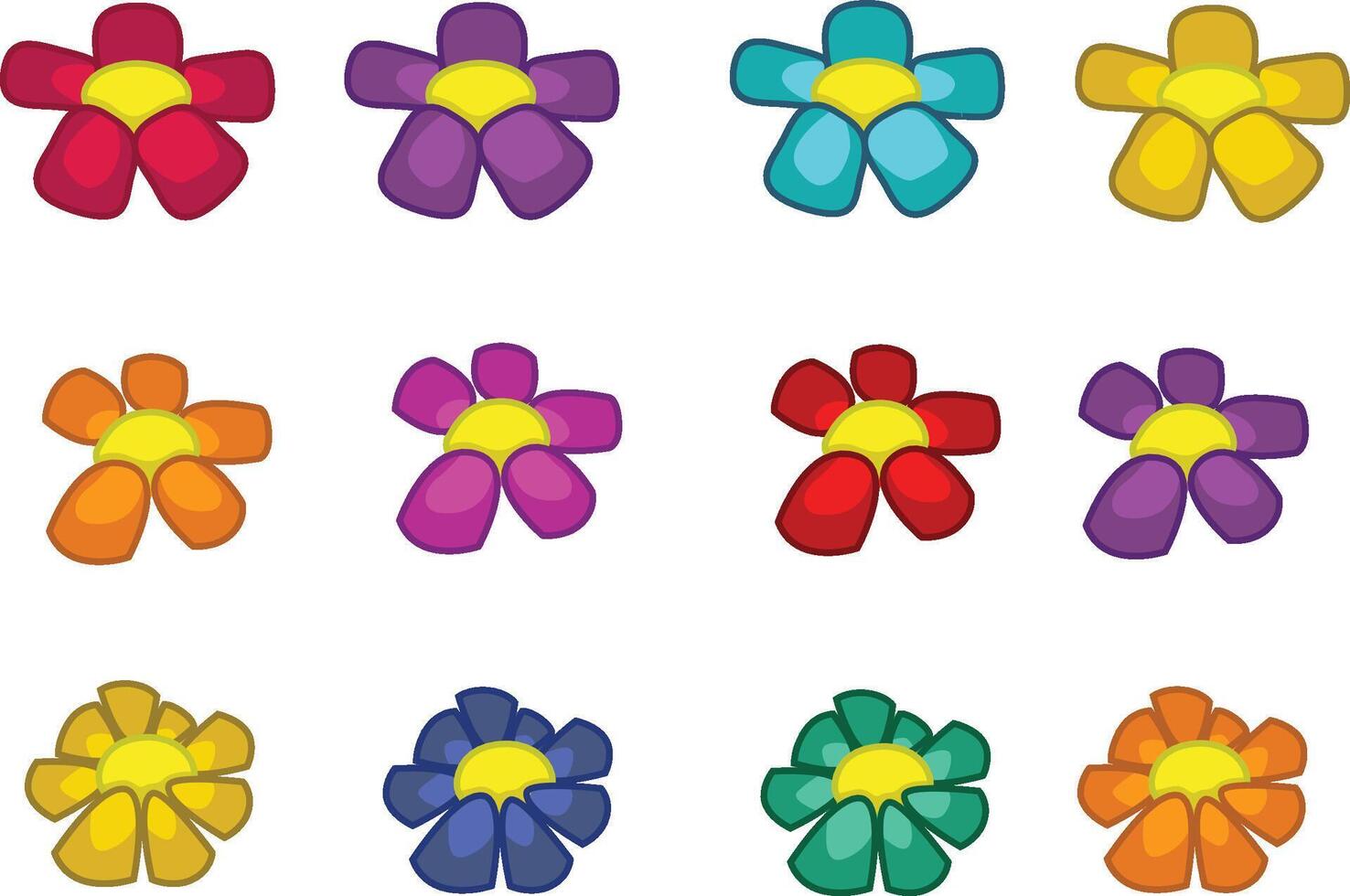 Set of colorful Flowers vector