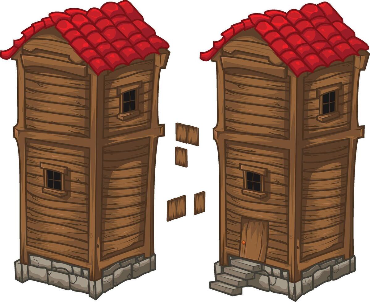 alto medieval casas-torres vector