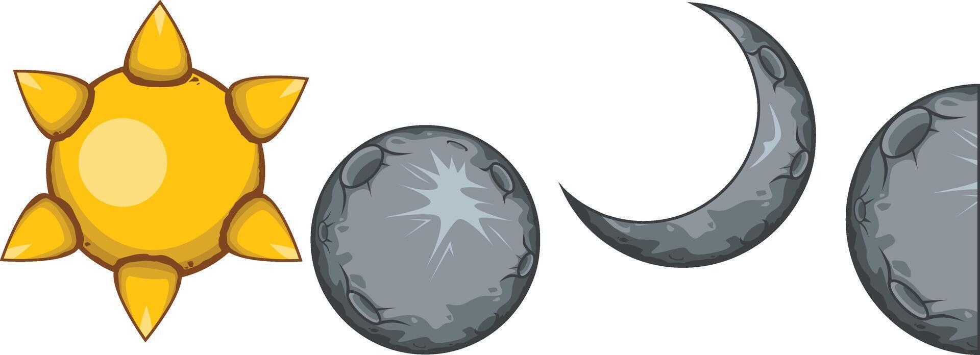 Sun and Moon phases vector