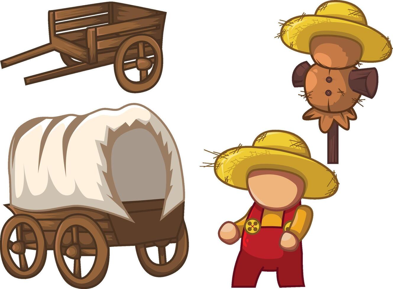 Medieval Farmer and scarecrow vector