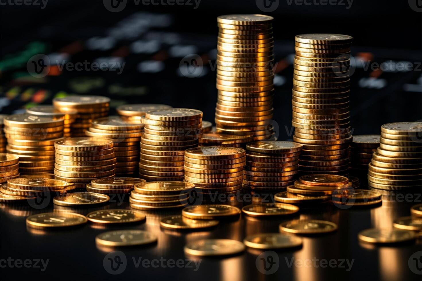 AI generated Wealth management Coins graph symbolizes financial growth in investment concept photo