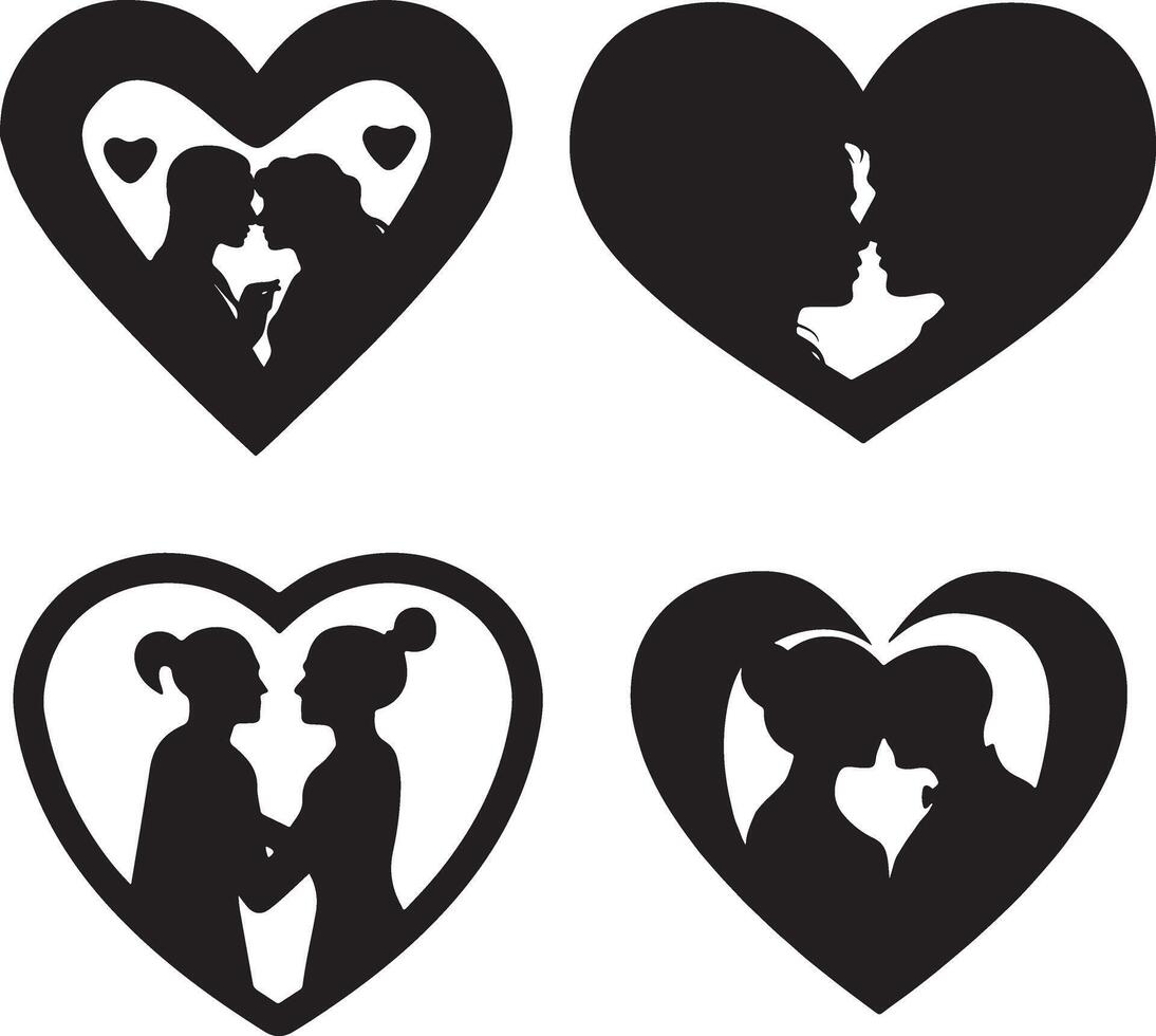 Love Shape Silhouette Illustration Design vector