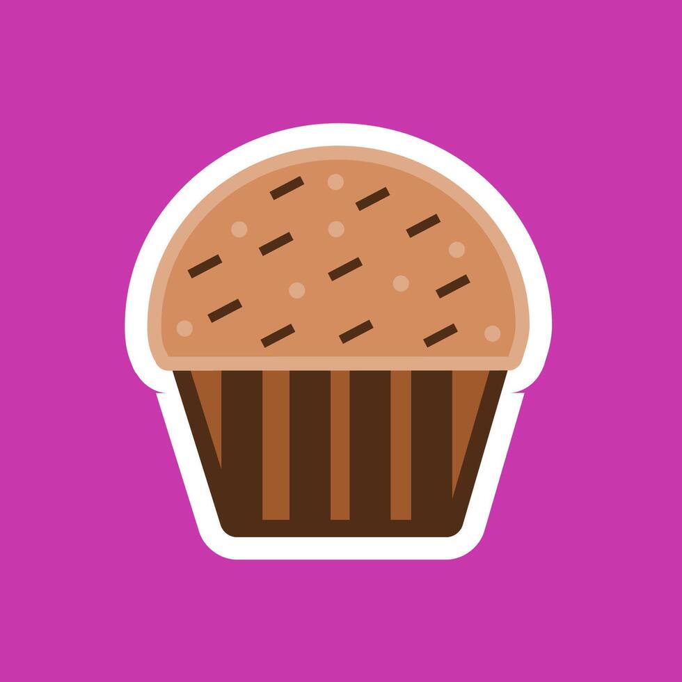 flat illustration of isolated single cupcake with magenta background vector