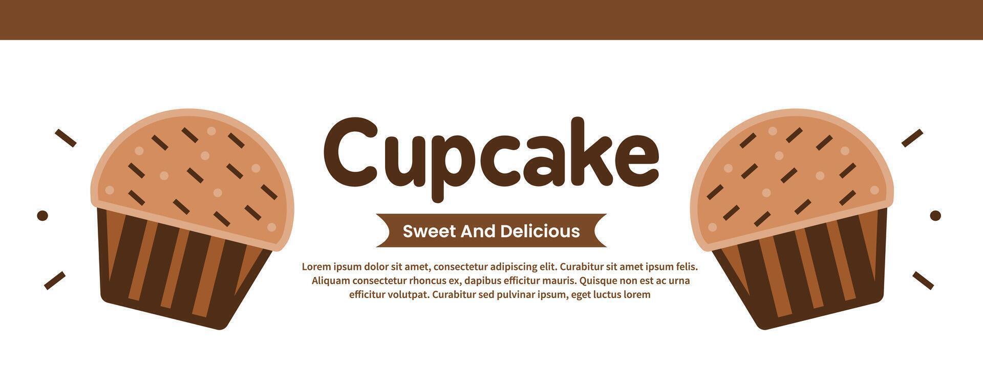 cute cartoon style cupcake illustration banner vector