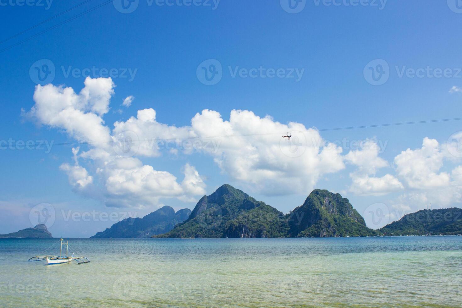 Views from a tropical beach in the Philippines. photo