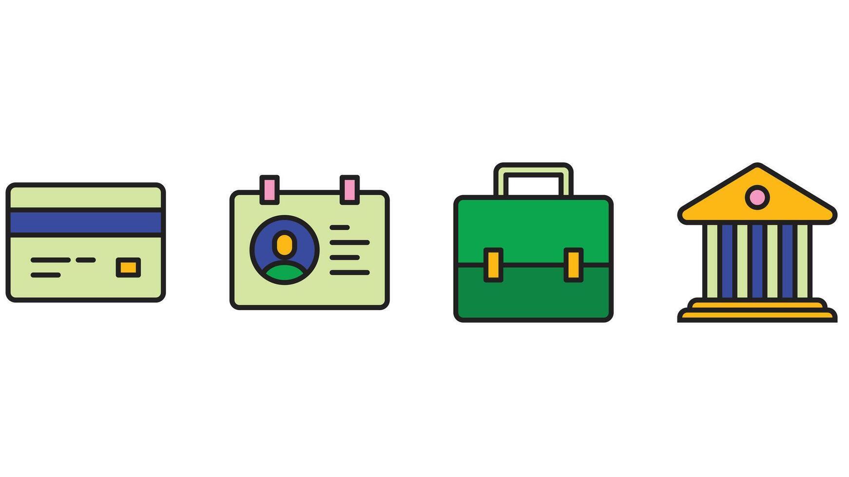 Office set icons and business analysis icon set vector art