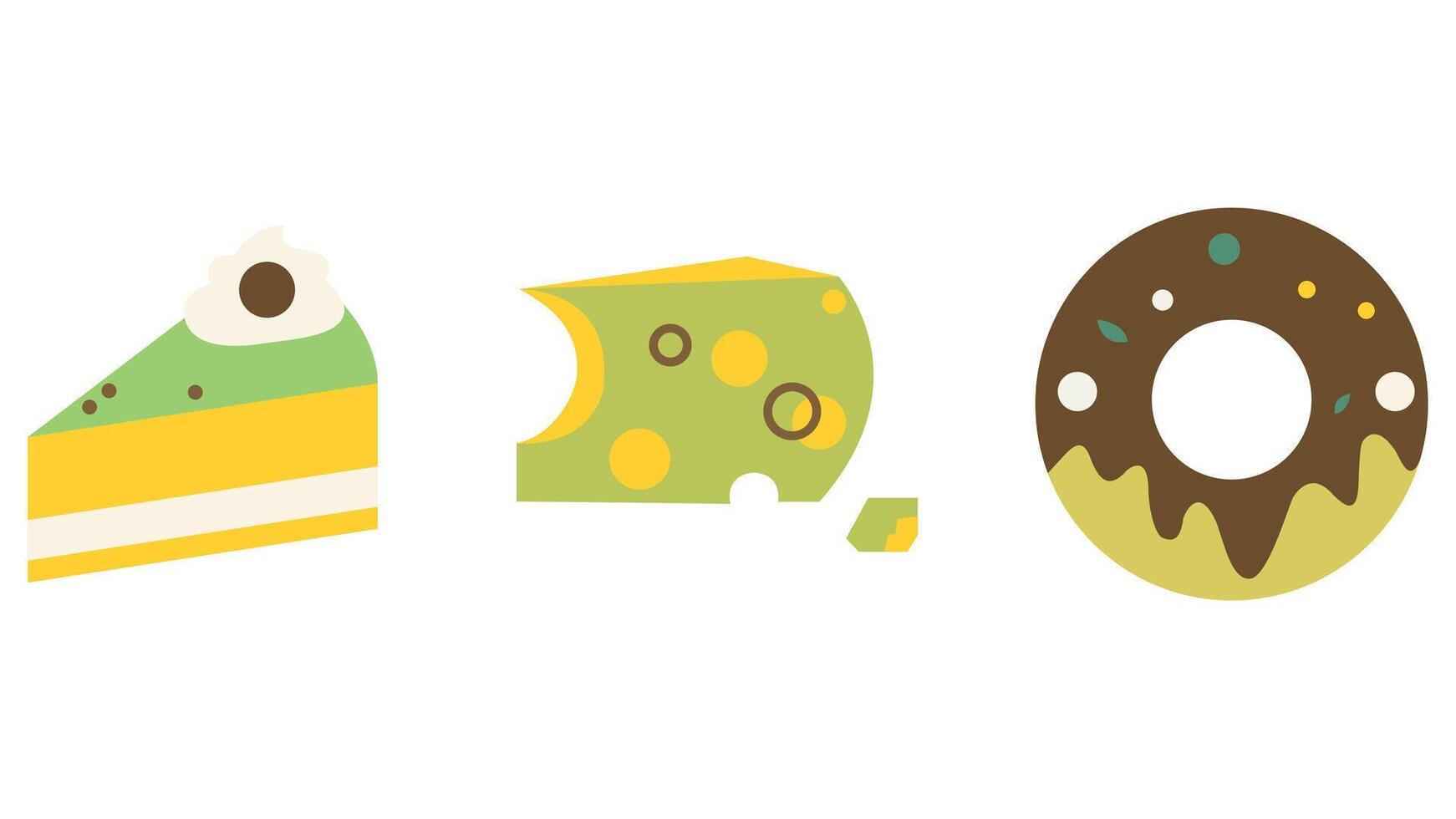 Fast food dishes and desserts vector illustration