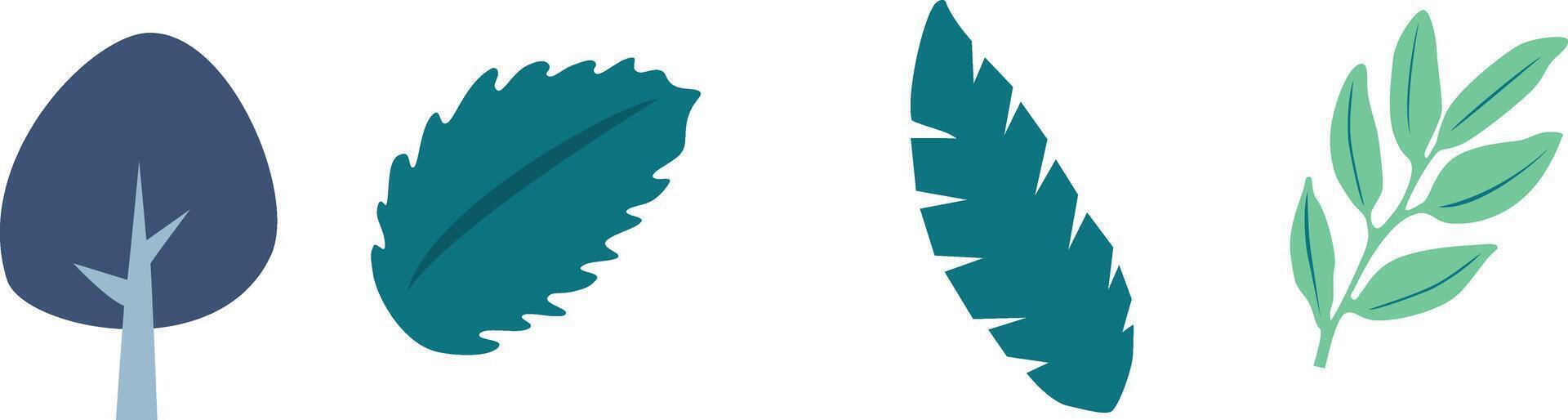 Foliage and leaves vector icons colored and outlined