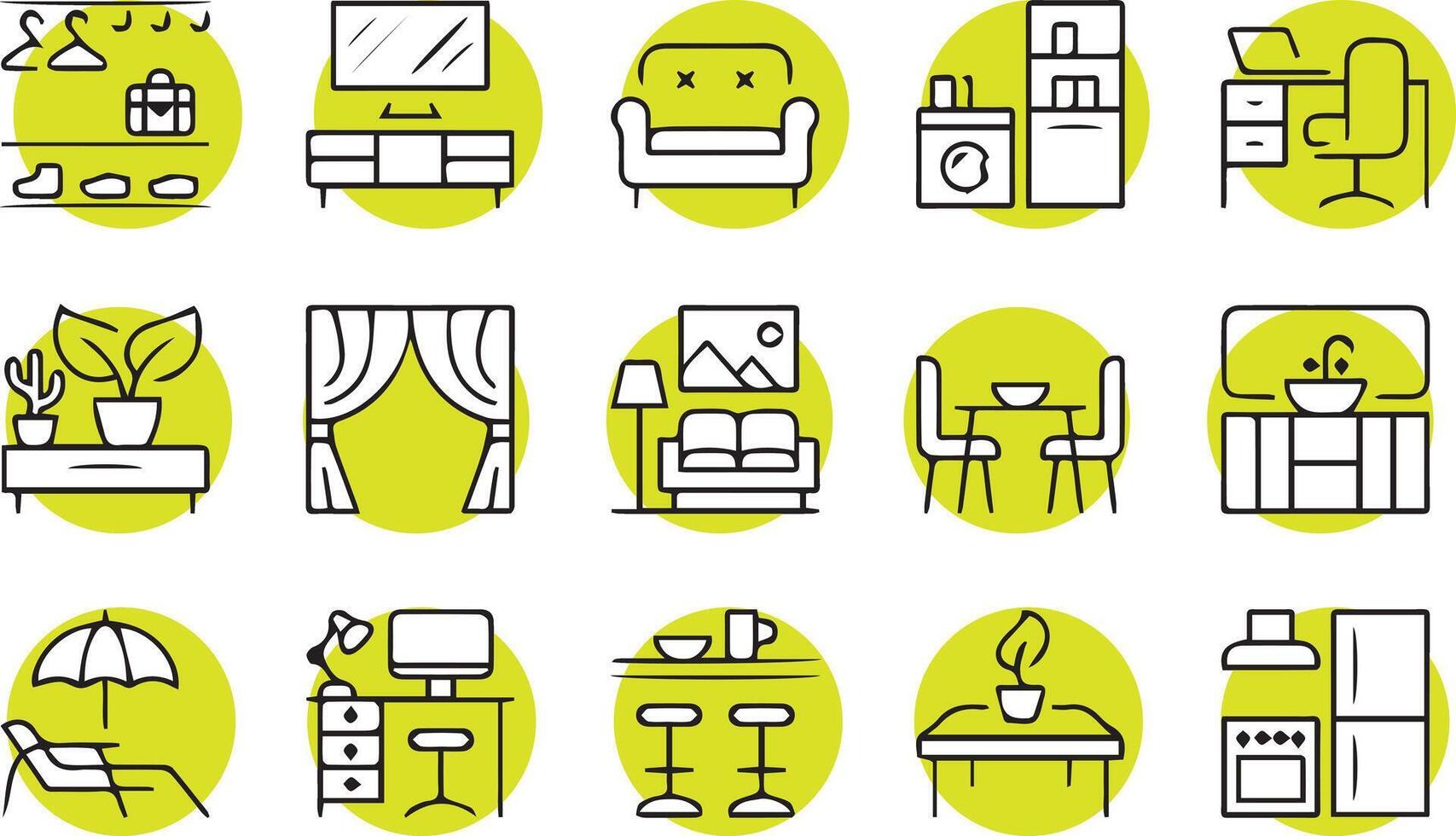 household, home appliances and decorations vector