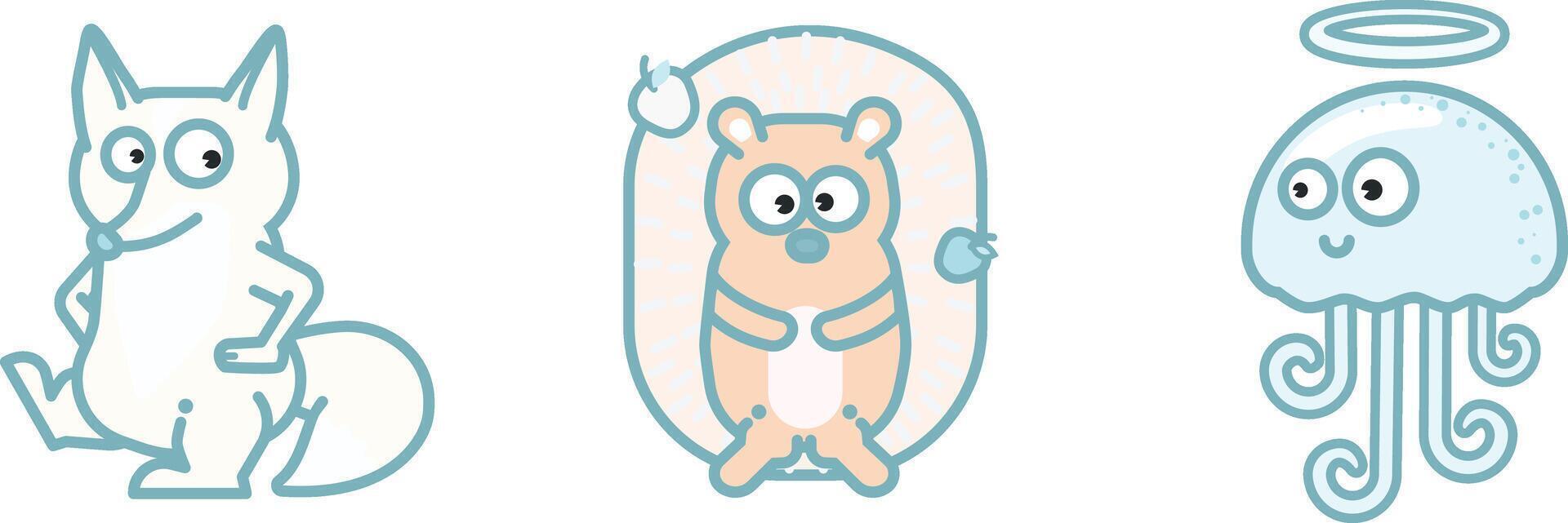 cartoon childish creative and funny animals art graphic vector isolated