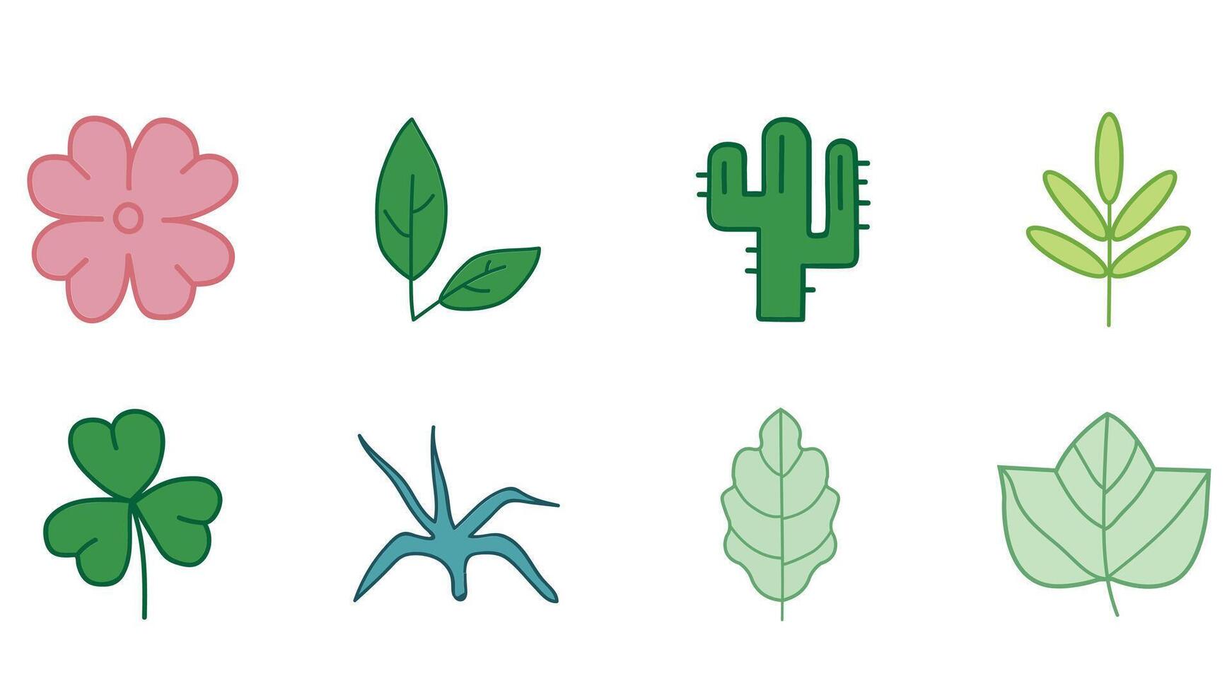 Natural leaves and trees design  vector icons isolated illustration