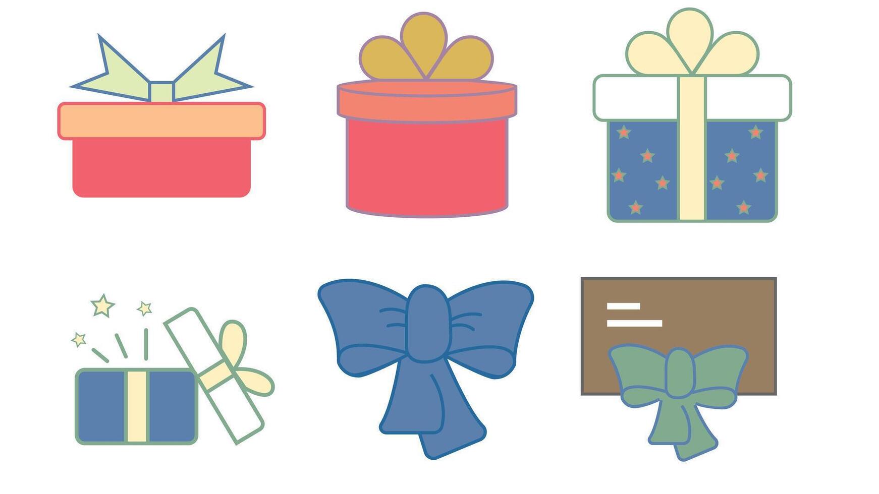 gifting, and gift boxes for valientine's day vector icon set