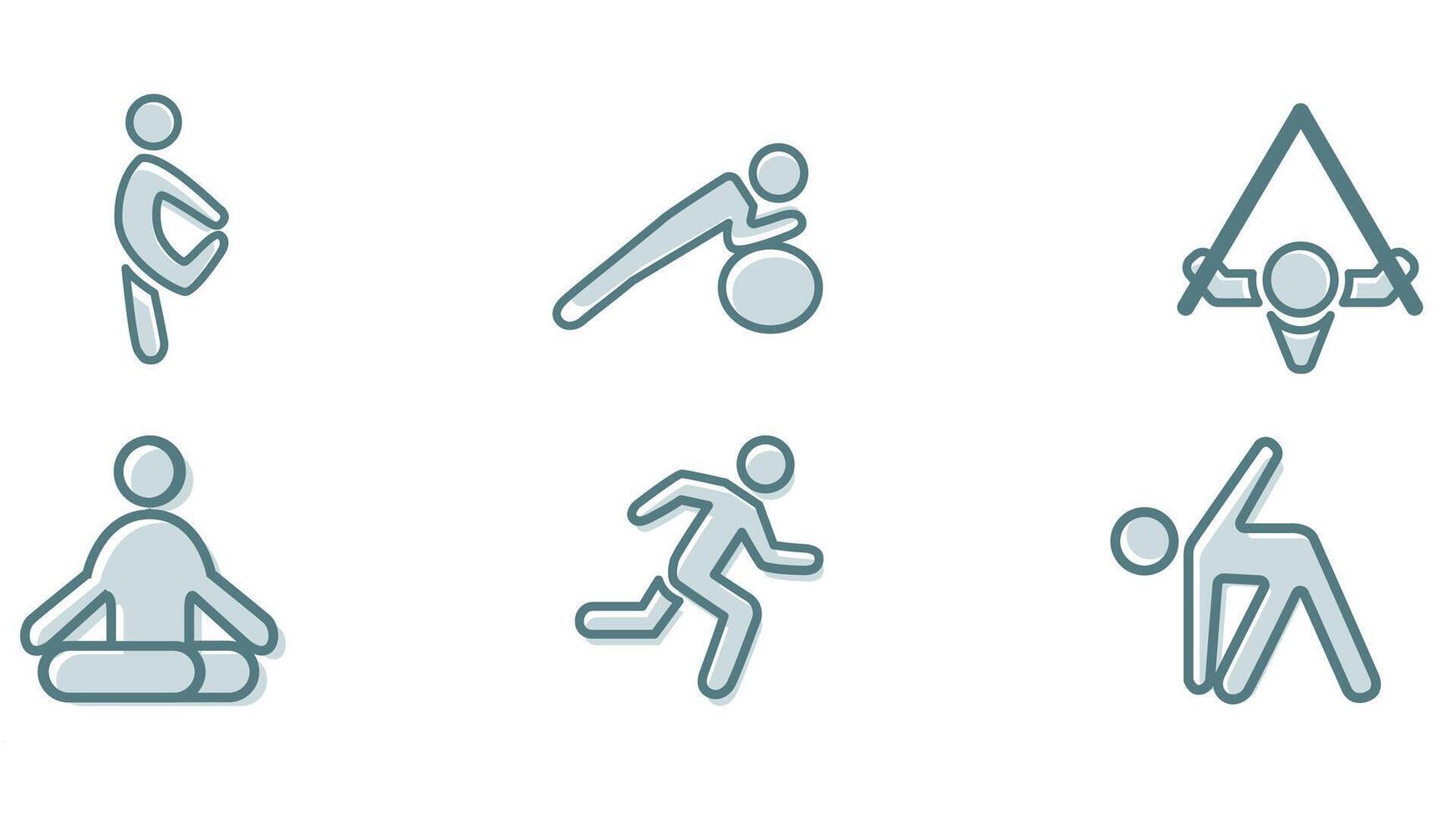 Healthy and fitness exercises vector art icon set