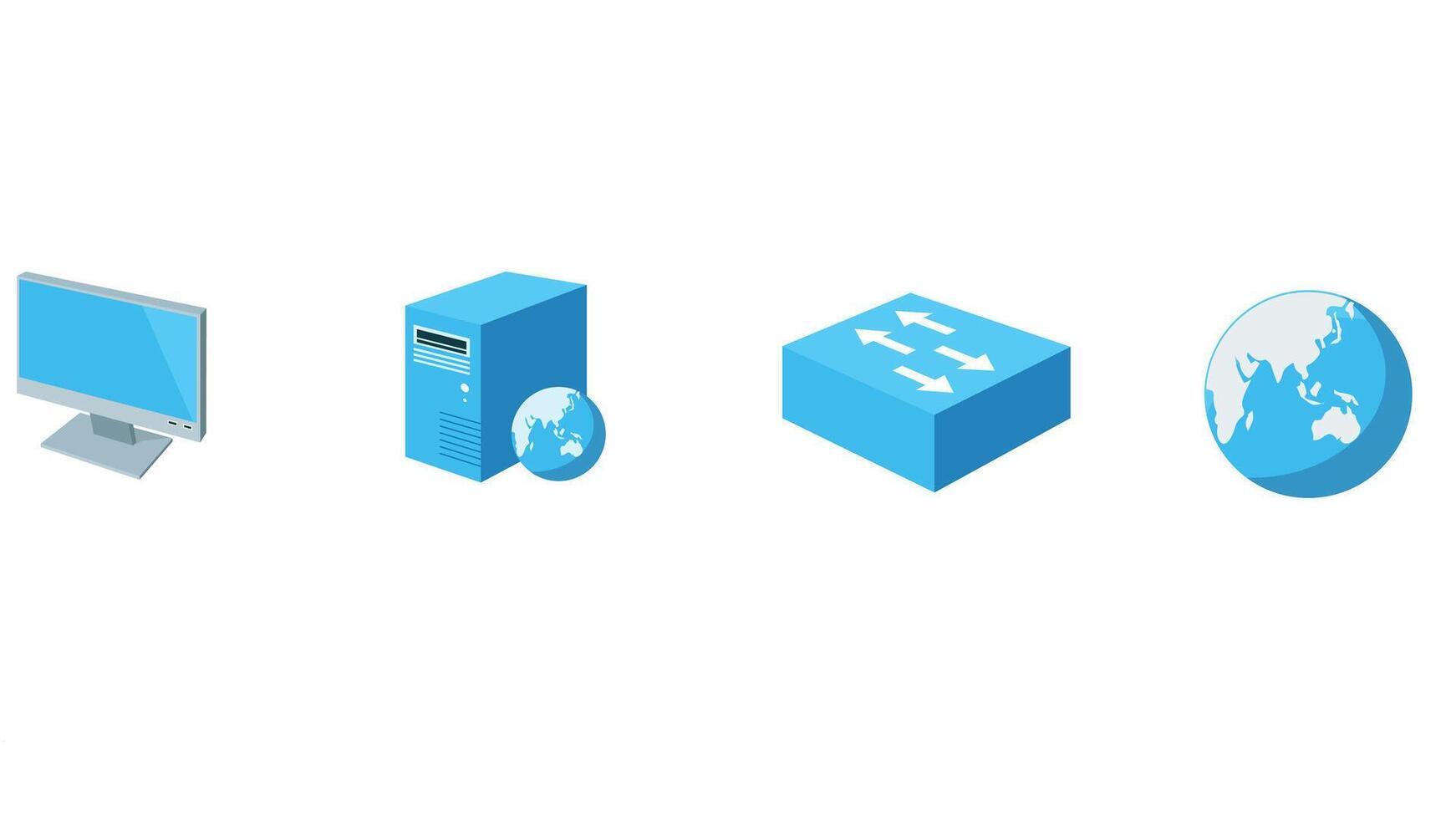 Data storage and technology, servers databases vector icon set