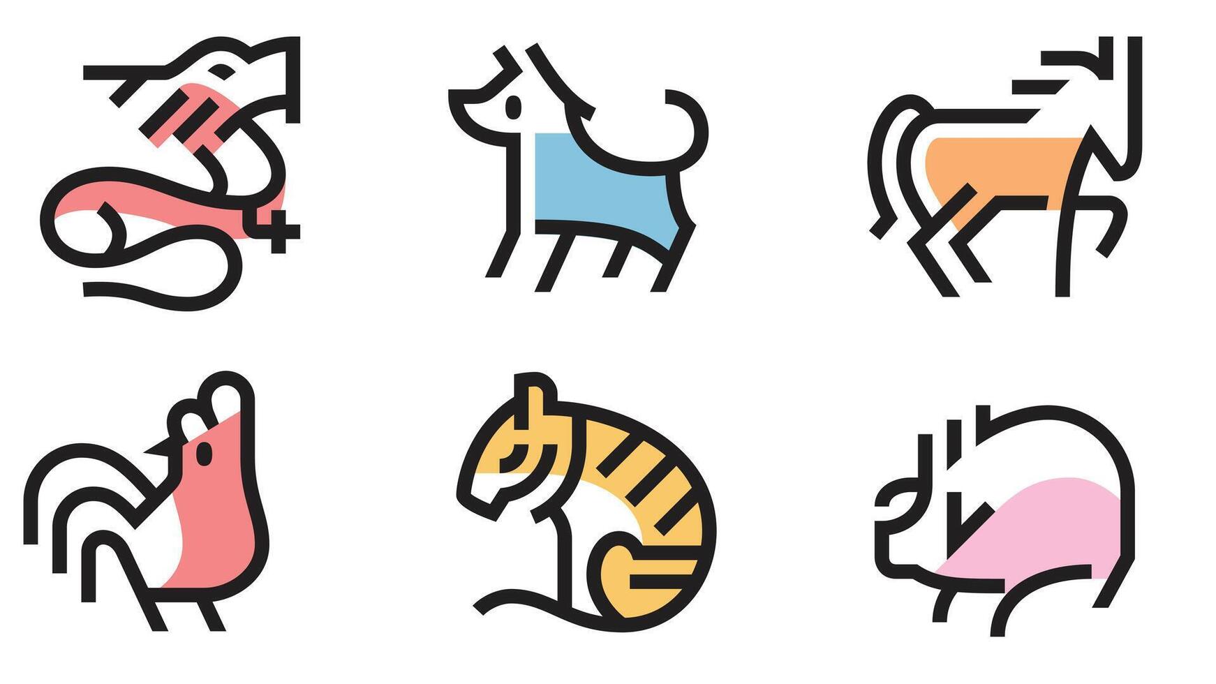 chino cultura señales y símbolos vector icono conjunto