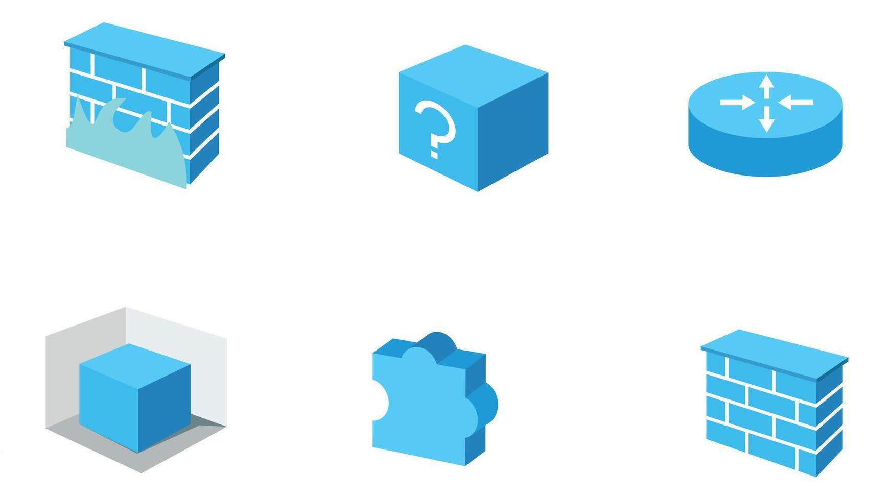 Data storage and technology, servers databases vector icon set