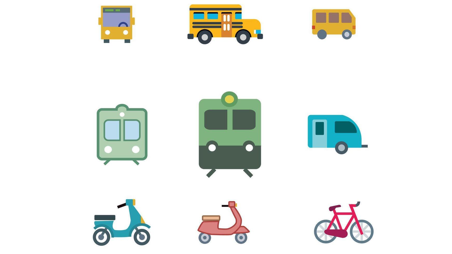 Collection of transportation vhiecles vector icon set